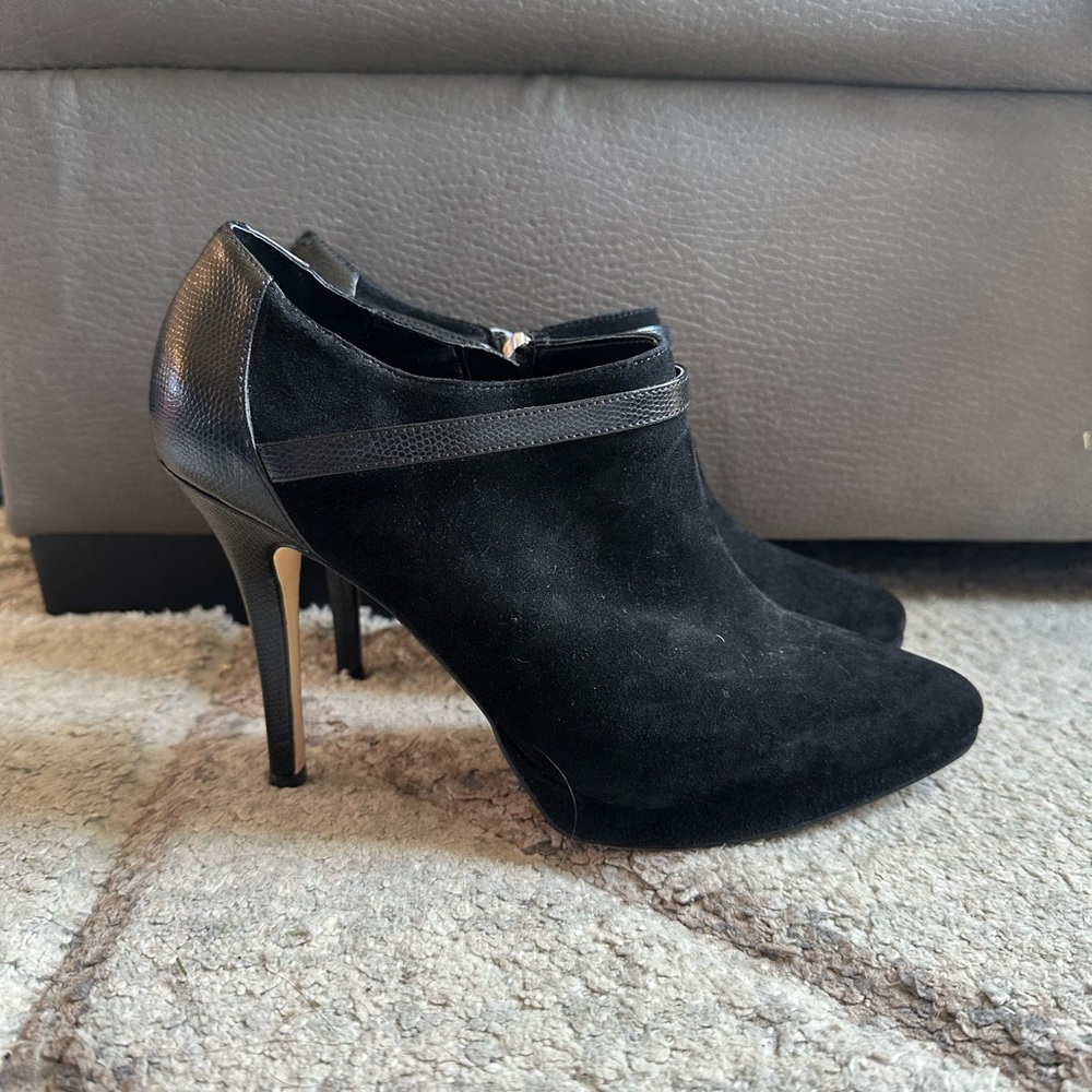White House Black Market Black Suede Heels